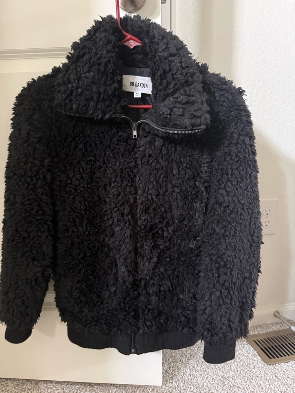 BB Dakota Black Teddy Faux-Shearling Jacket with Zip